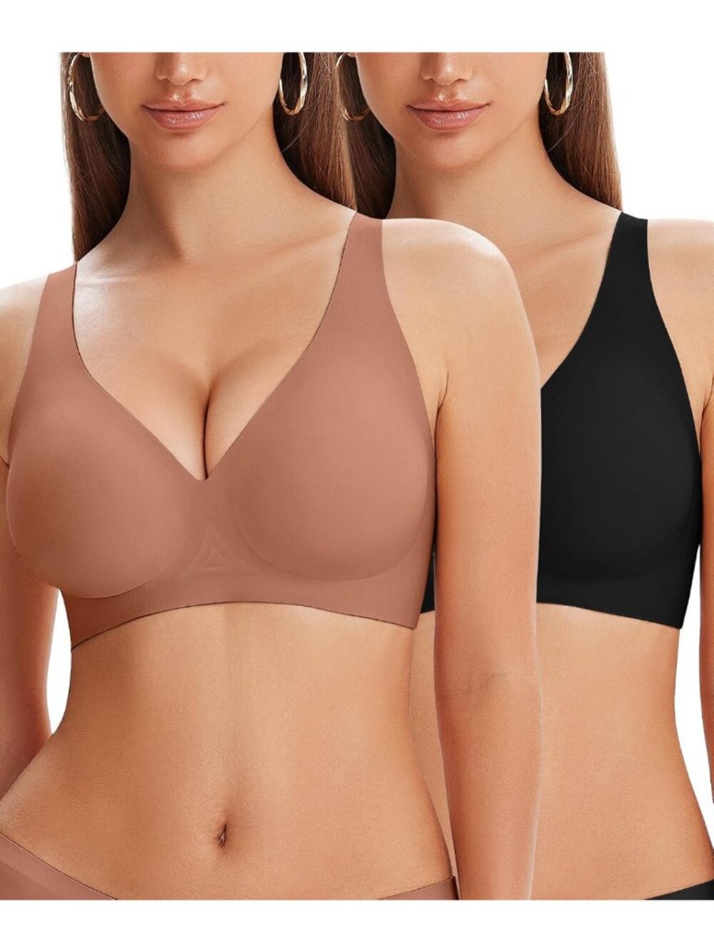 Seamless Deep V Wireless Jelly Bra for Women - Push Up T-Shirt Style